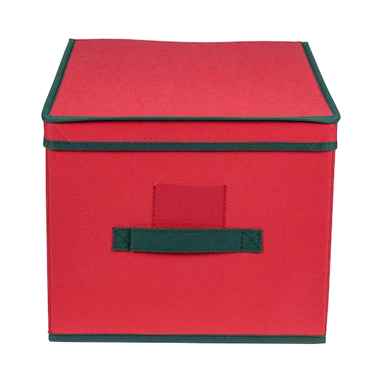 16" Red And Green Collapsible Christmas Decoration Storage Box